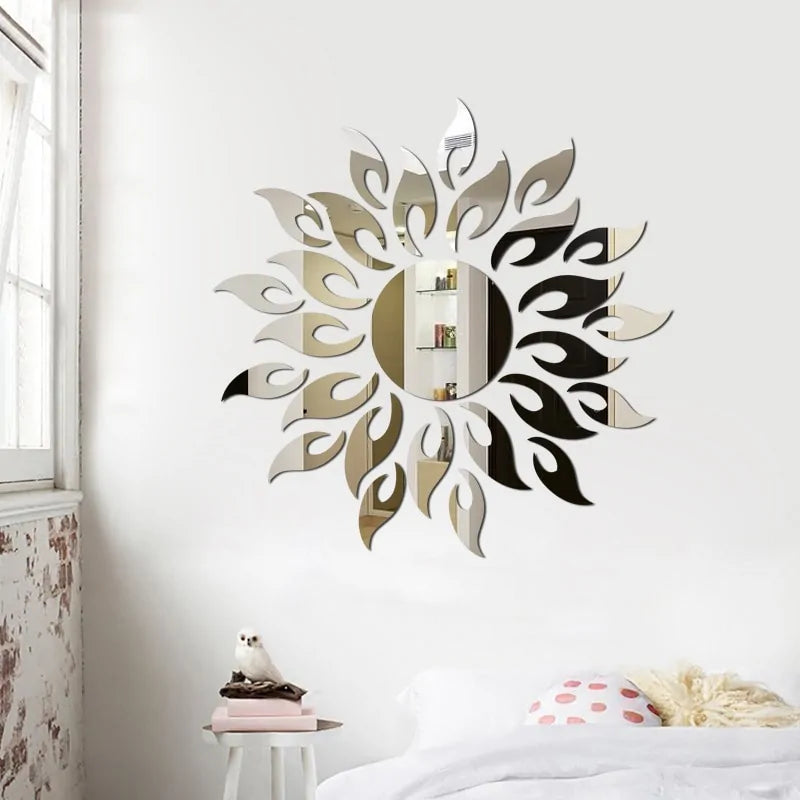 Sun Shaped Mirror Wall Stickers