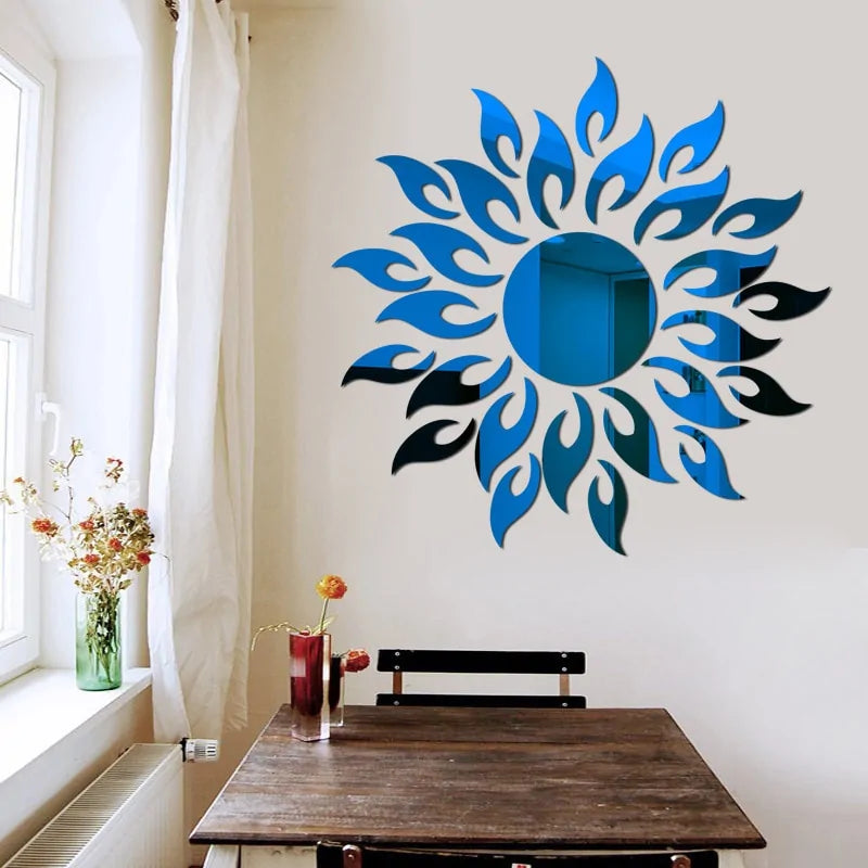 Sun Shaped Mirror Wall Stickers